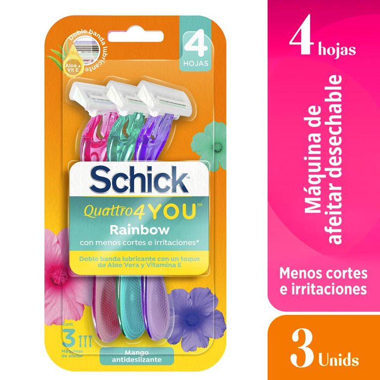 Máquina de Afeitar Shick Quattro You Rainbow Pack 3 Und
