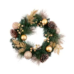 undefined - Corona 45cm Dorada con Flores