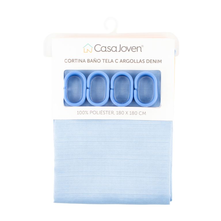 Cortina Baño Tela C Argollas Denim