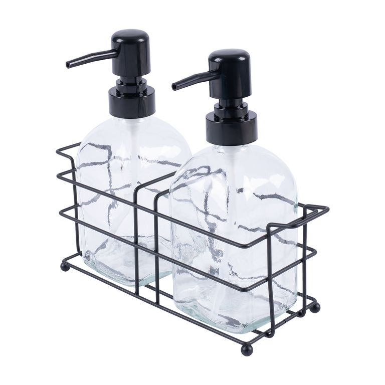 Set X 2 Pump de Vidrio con Canasta