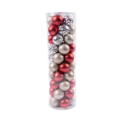 undefined - Set x 50 Bolas 6cm Rojo Champagne Plateado