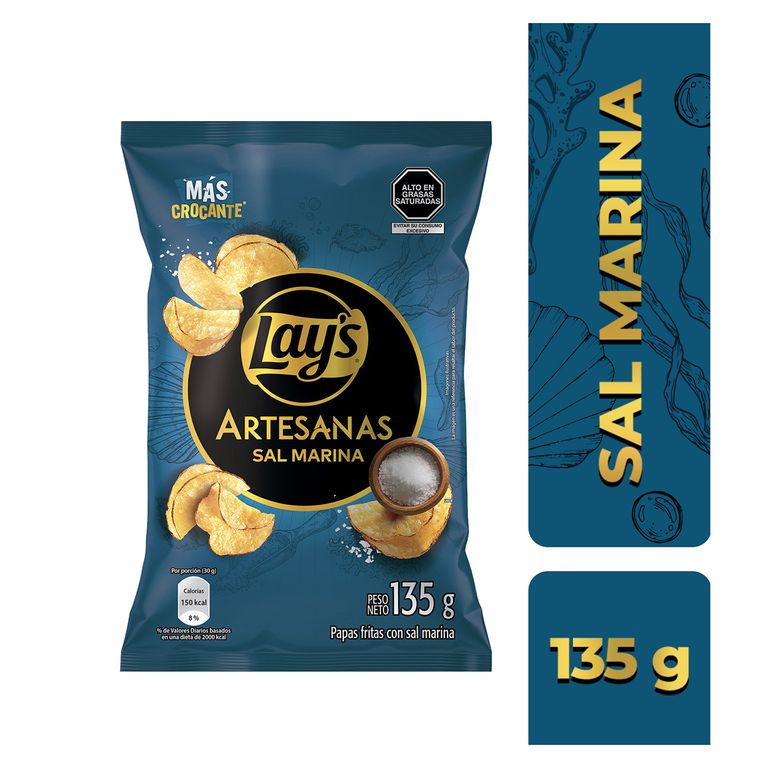 Papas Fritas Lays Artesanas Sal Marina Bolsa 135 g