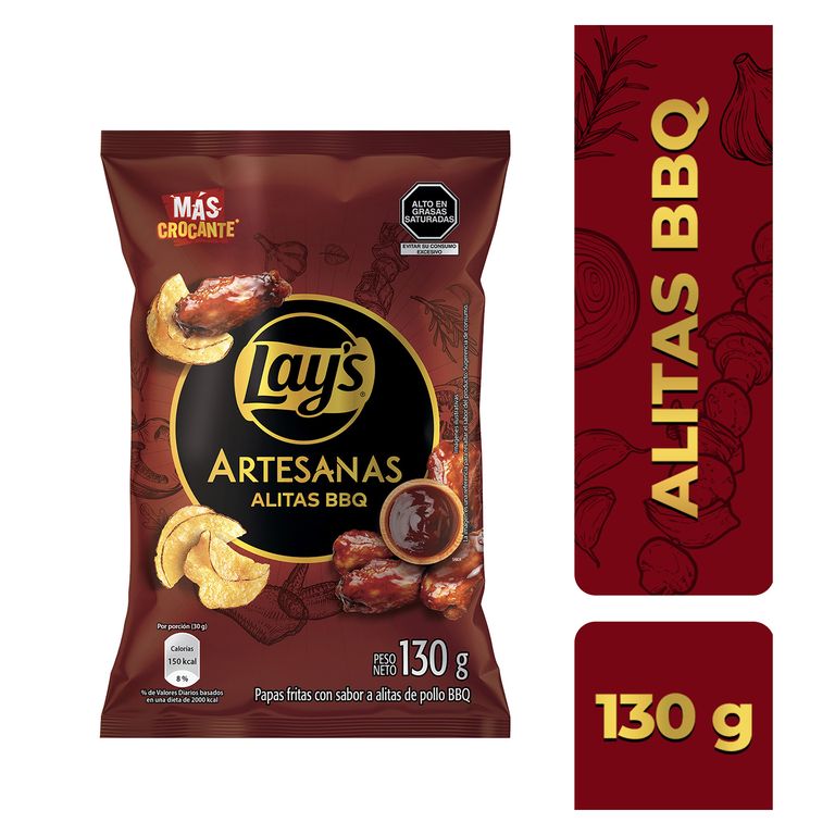Papas Fritas Lays Artesanas Alitas BBQ Bolsa 130 g