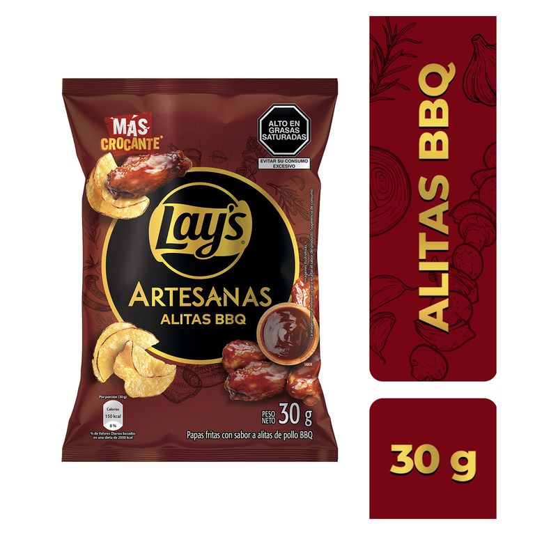 Papas Fritas Lays Artesanas Alitas BBQ Bolsa 30 g