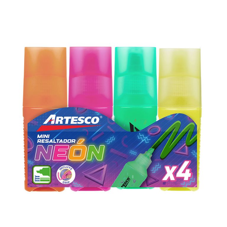 Resaltador Mini Grip Neón 4 Und