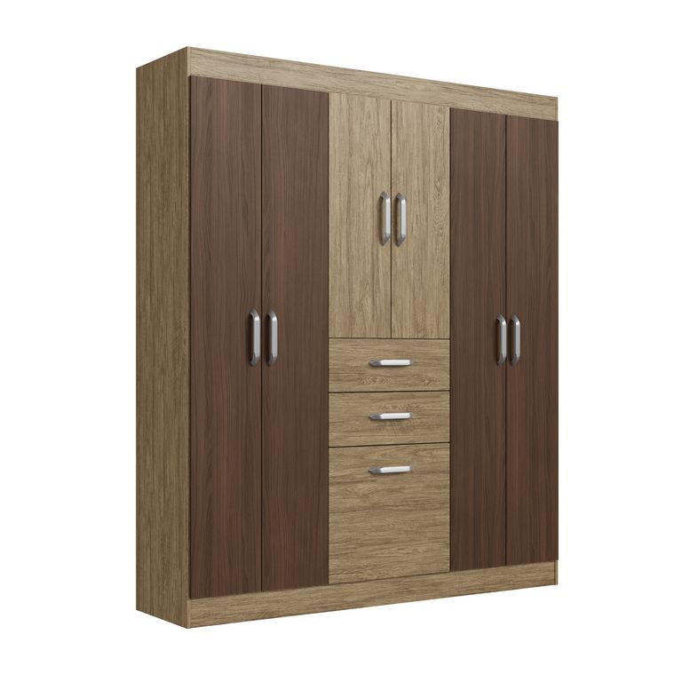 Ropero 6 Puertas 2 Cajones Chocolate PU