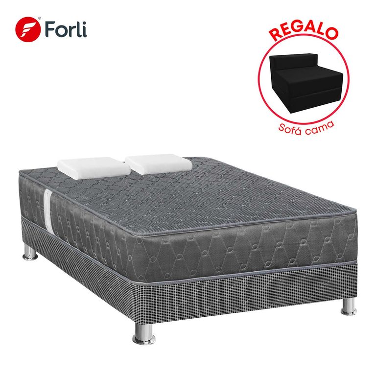 CAMA AMERICANA ACQUA GRIS 2PLZ+SOFA CAMA
