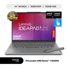 LENOVO - Laptop Lenovo IdeaPad 5 2 en 1 AMD Ryzen 7 8845HS 16GB RAM 512GB SSD 14" WUXGA táctil Lapiz Lenovo Digital Pen 2