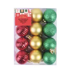 undefined - Set x 24 Bolas Rojo Verde Dorado 4cm