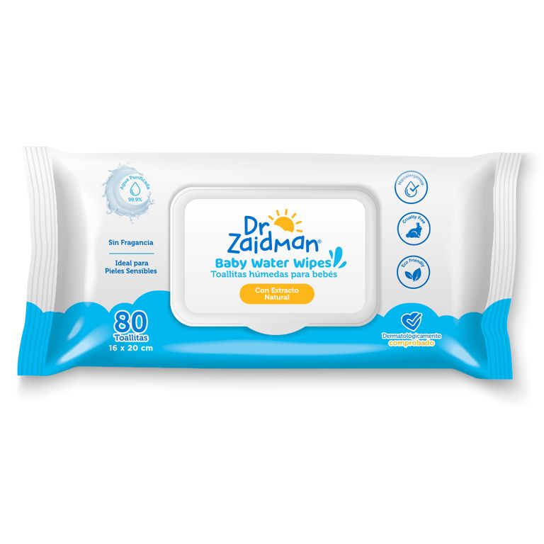 Toallitas Húmedas para Bebé Dr. Zaidman Empaque 80 Und