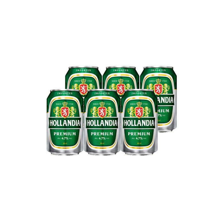 Cerveza Hollandia Premium Lager Sixpack Lata 330 mL