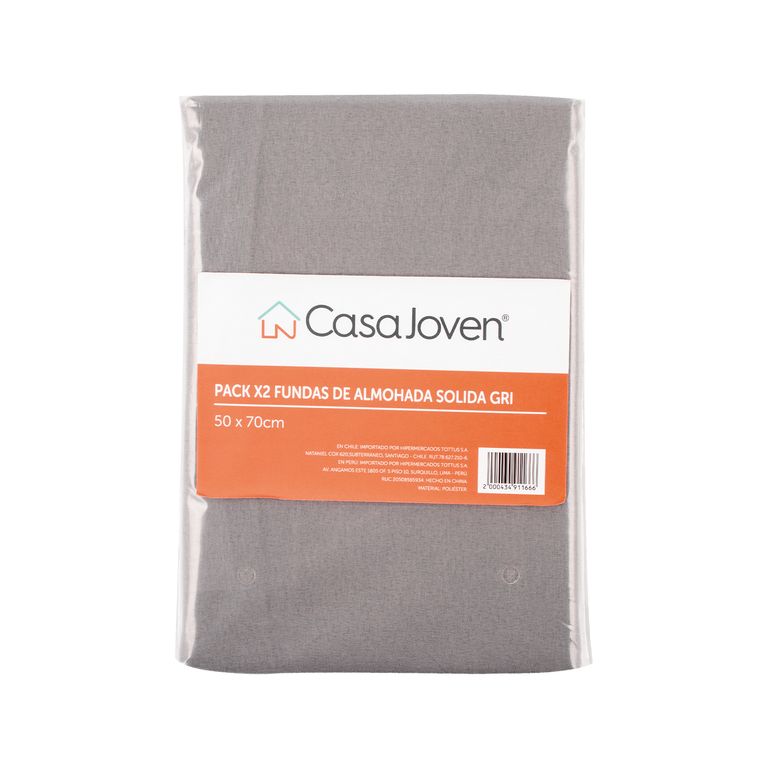 Pack X2 Fundas de Almohada Sólida Gri