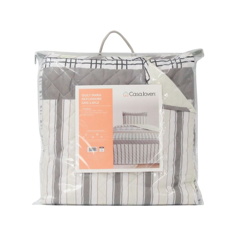 Quilt Maria Patchwork Gris 15Plz