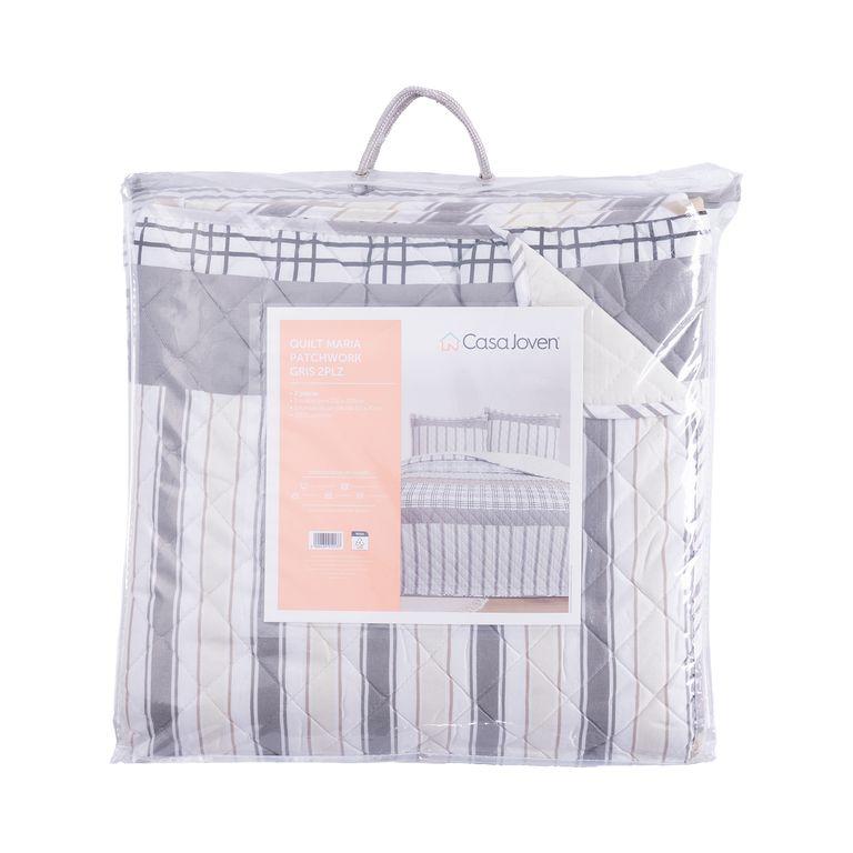 Quilt Maria Patchwork Gris 2 Plz