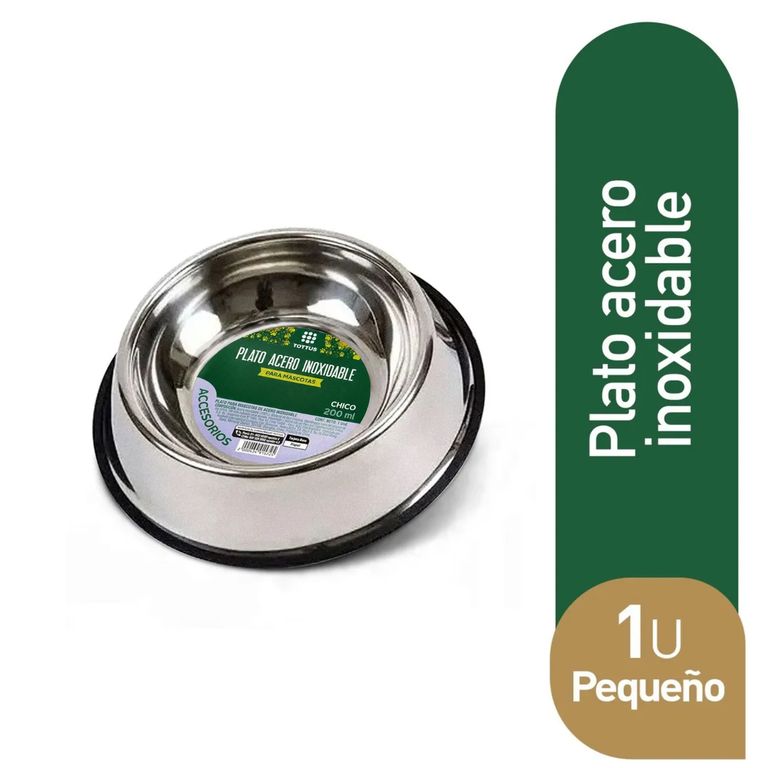 Plato de Acero Inoxidable Mascotas Tottus Pequeño