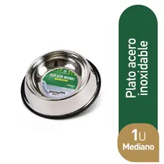 TOTTUS - Plato de Acero Inoxidable Mascotas Tottus Mediano