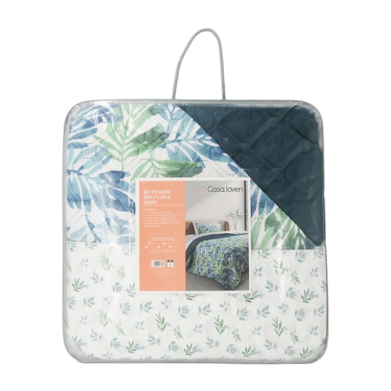 Set de Cama Quilt 1.5Plz Verde