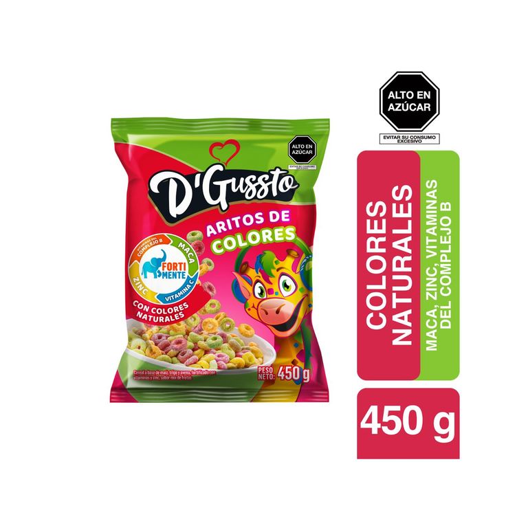 Cereal D Gussto Aritos de Color Bolsa 450 g