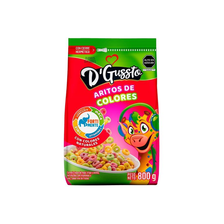 Cereal D Gussto Aritos de Color Bolsa 800 g