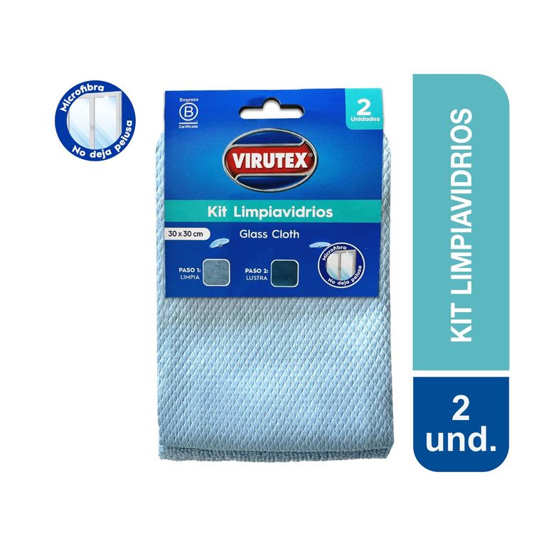 Kit Limpiavidrios de Microfibra Virutex Empaque 2 Und