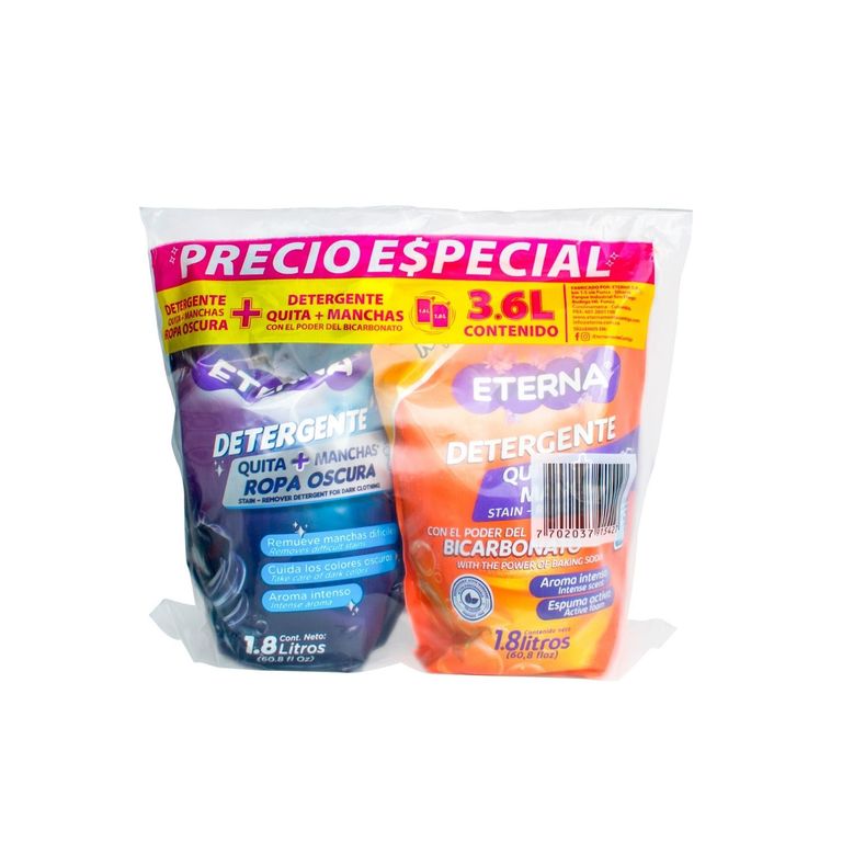 Pack Detergente Ropa Oscura Bicarbonato Empaque 3.6 L