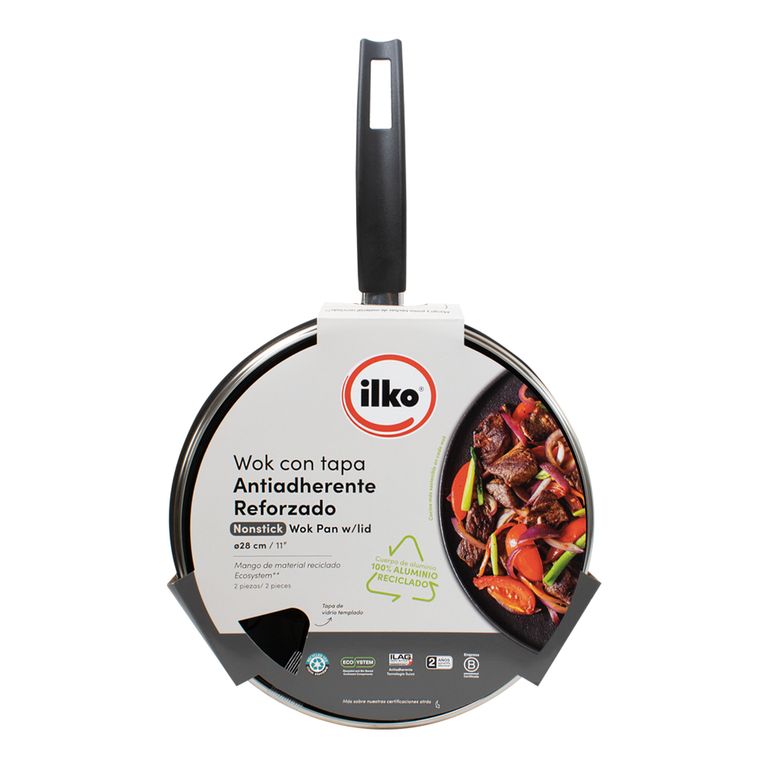 Wok Ilko con Tapa Cool Gray 28 cm