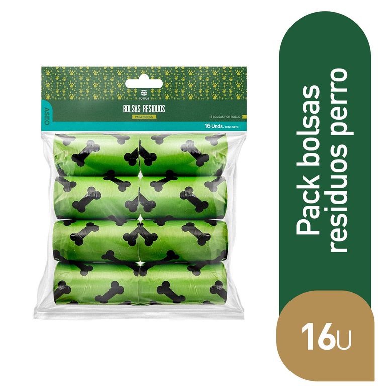 Bolsas para Residuo de Perro Tottus Pack 16 Rollos