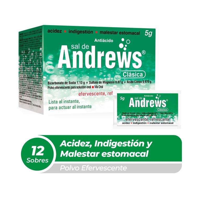 Efervescente Sal De Andrews Clásica Polvo Caja 12 Und