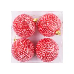 undefined - SET X 4 BOLAS ROJAS DECORADAS