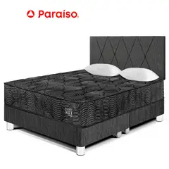 PARAISO - Dormitorio Pocket Max Black Queen + 2 Almohadas + 1 Protector