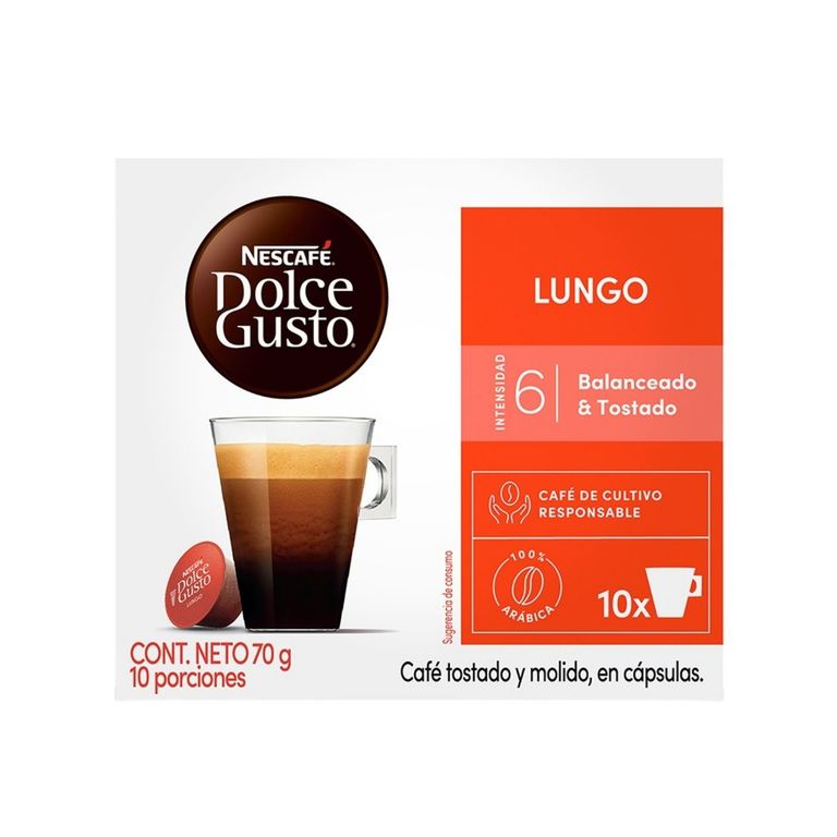 Cápsulas de Café Dolce Gusto Lungo Caja 10 Und