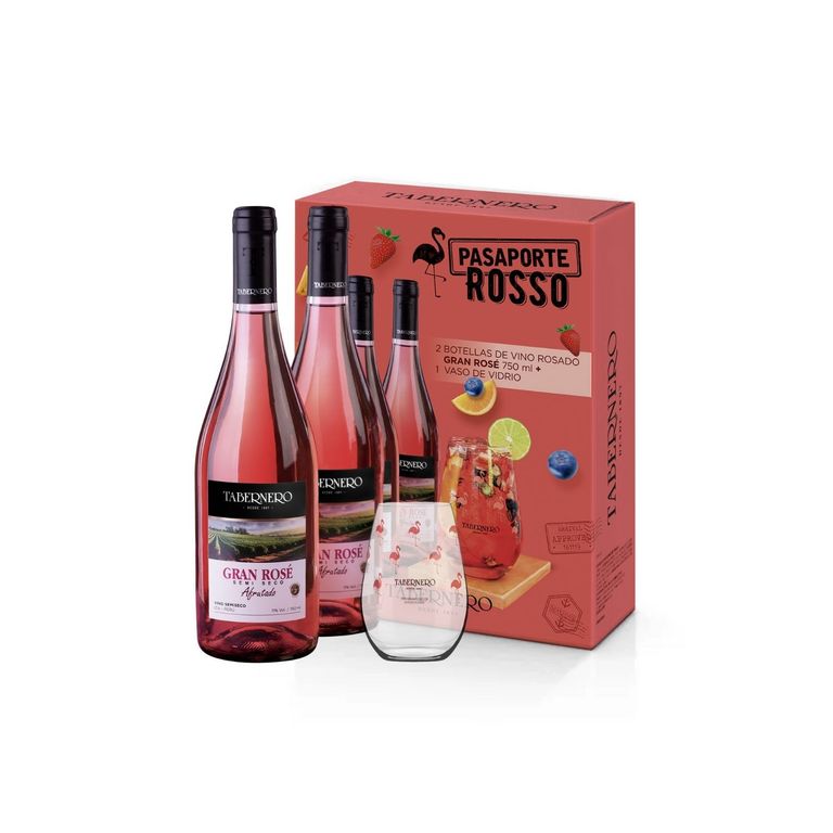 Vino Rosé Tabernero 2 Botellas 750 mL + Vaso