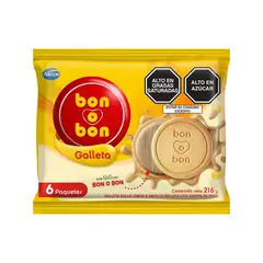 ARCOR - Galleta Arcor Bon o Bon Vainilla Rellena Maní Empaque 216 g