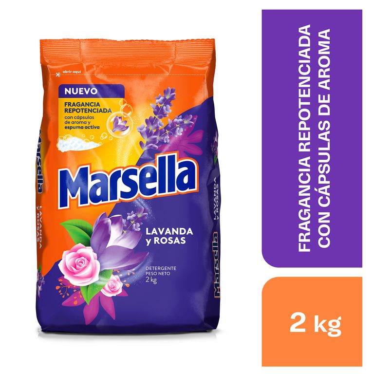 Detergente en Polvo Marsella Lavanda y Rosas Bolsa 2 Kg