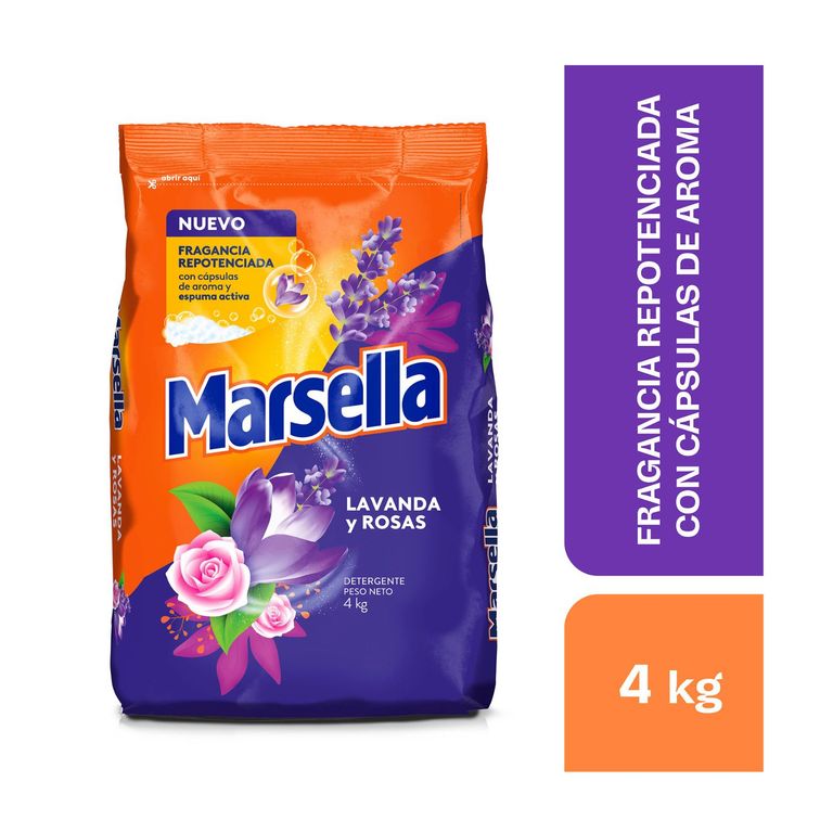 Detergente en Polvo Marsella Lavanda y Rosas Bolsa 4 Kg