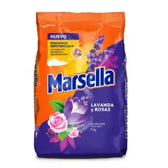MARSELLA - Detergente en Polvo Marsella Lavanda y Rosas Bolsa 4 Kg