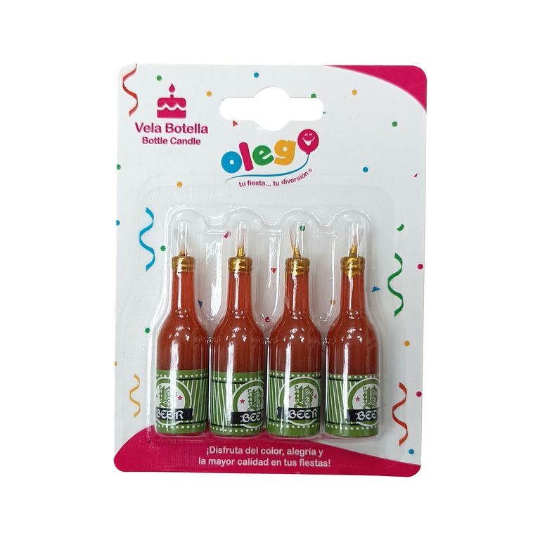 Vela De Cumpleaños Olego Botella 4 Unidades