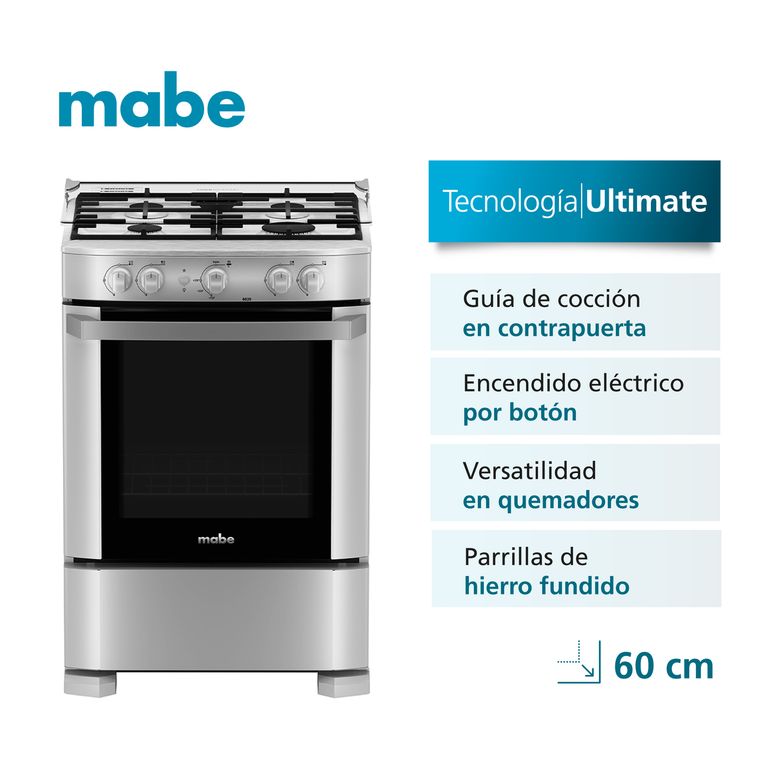 Cocina de Piso a Gas 60 cm Silver Mabe CMP6020FG1