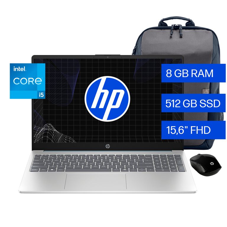 Laptop HP 15-fd0253la Intel Core i5 13va 8 GB 512 GB SSD 15.6" FHD + Mochila + Mouse