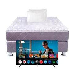 EL CISNE - Cama Raymi 2 Plazas Tags: Colchón + Box Tarima + Tv 32" + 02 Almohadas
