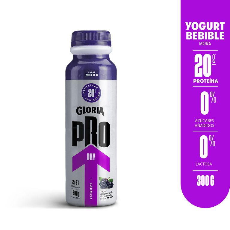 Yogurt Bebible Gloria Pro Day Sabor Mora Botella 300 g