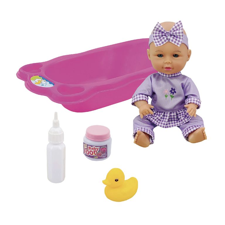 Muñeca con Bañera y Accesorios 28 cm