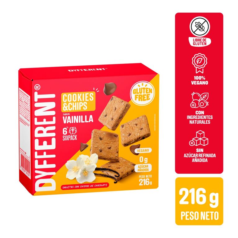 Galletas Dyfferent Cookies Chips Vainilla Caja 216 g