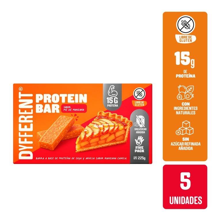 Barra Proteica Dyfferent Sabor Pie de Manzana Caja 225 g