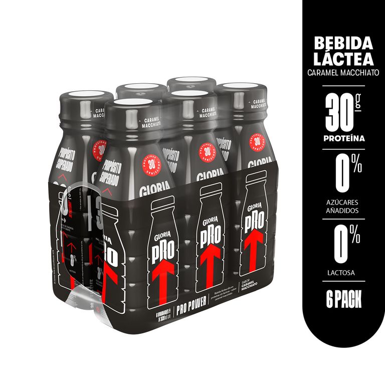 Bebida Láctea Gloria Pro Power Caramel Macchiato Sixpack Botella 320 mL