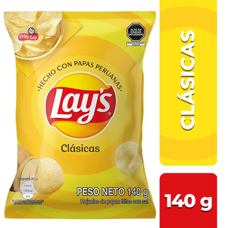 Papas Fritas Lays Clásicas Sal Bolsa 140 g