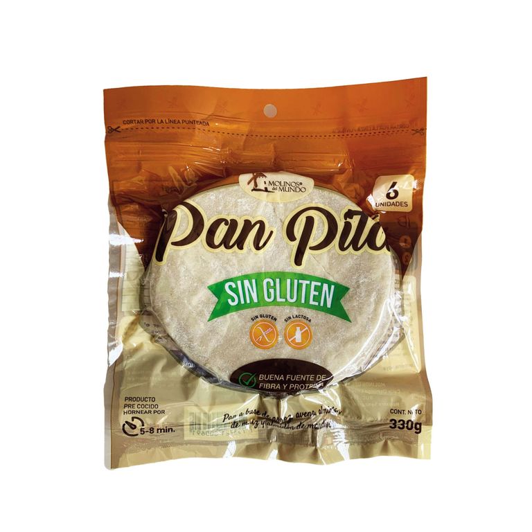 Pan Pita Sin Gluten Molinos del Mundo Pack 6 Und 330 g