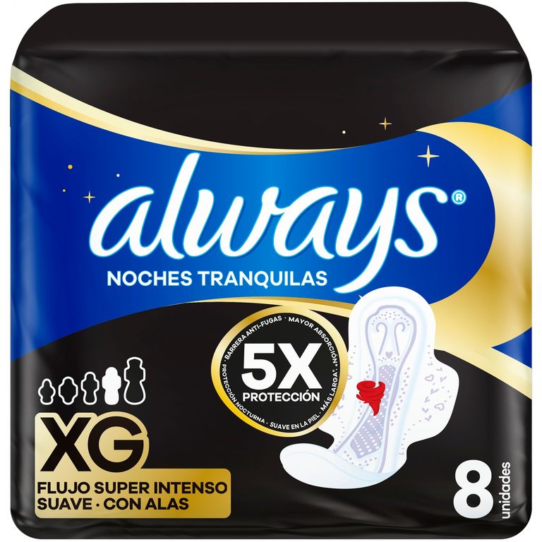 Toalla Sanitaria Always Nocturna Suave XG Bolsa 8 Und