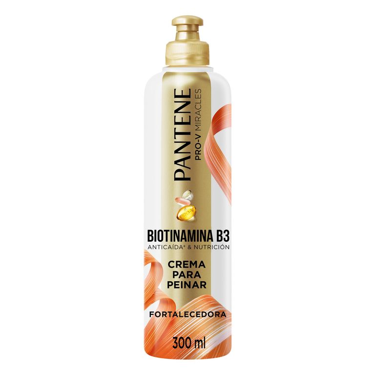 Crema Para Peinar Pantene Fortalecedora Biotinamina B3 Botella 300 mL