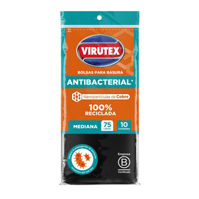 Bolsa Basura Antibacterial Virute Pack 10 Und  75 L